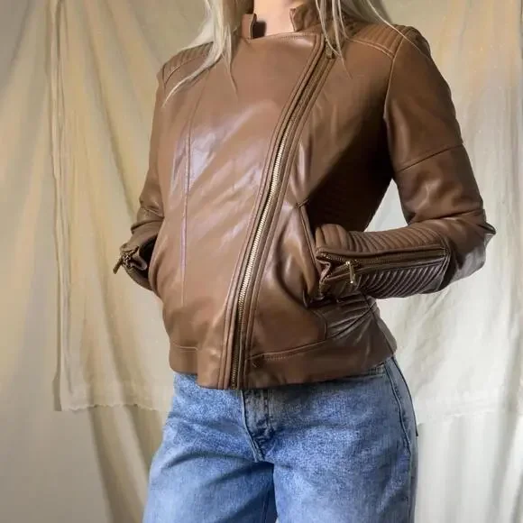 Caramel faux leather Calvin Klein jacket - Picture 7 of 8